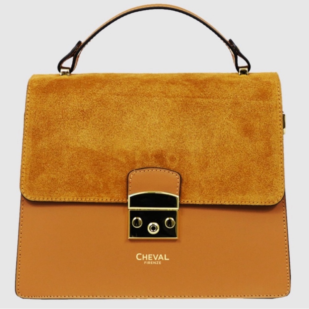 Cheval Firenze Italian Brown Suede and Leather Crossbody Handbag